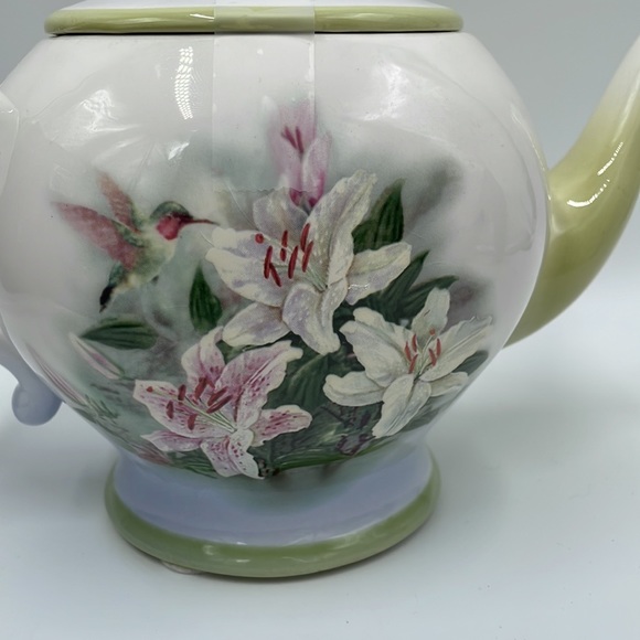 Vintage Lena Liu Hummingbird and Lilies Telefolra Tea Pot - Picture 6 of 12